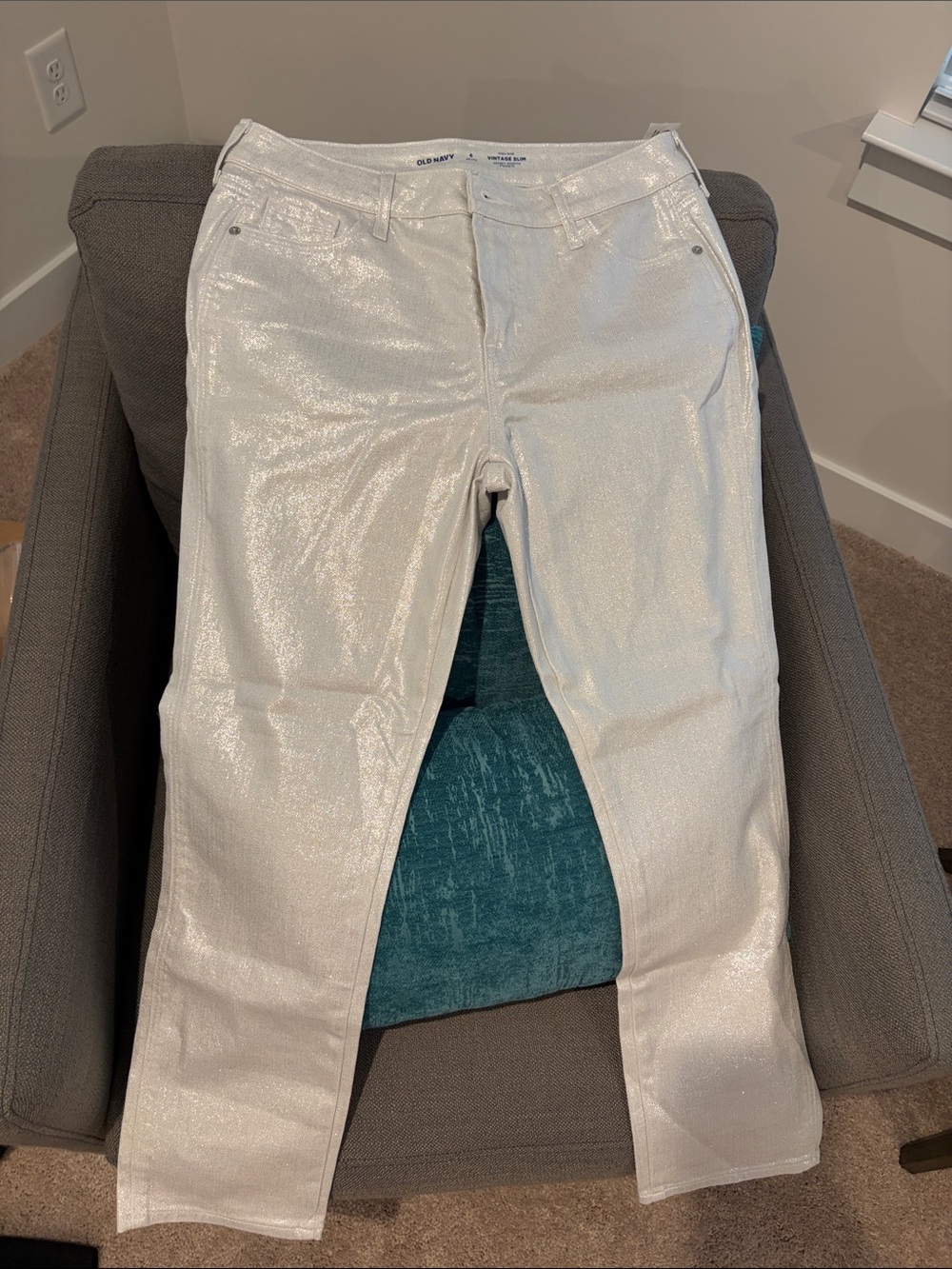 Women’s Shimmery Silver Jeans